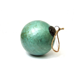 Bombka szklana rustykalna metaliczny niebieski AQUA 14cm